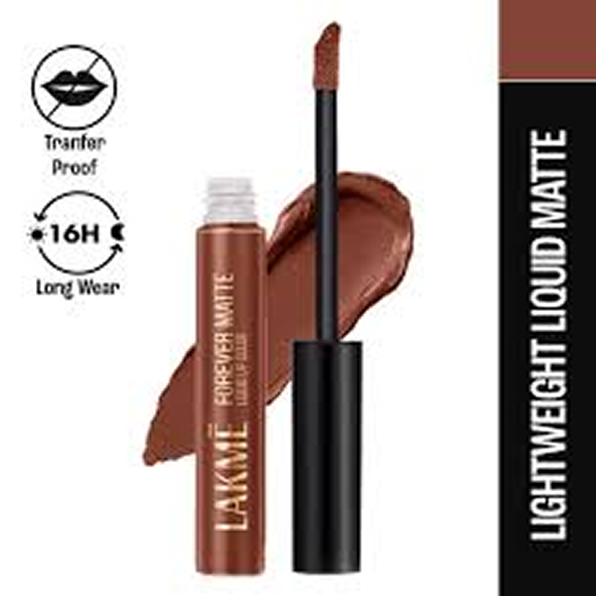 Lakmé Forever Matte Liquid Lipstick, Smudgeproof & Lasts For 20Hrs (Nude Twist, 5.6 ml) - Image 3