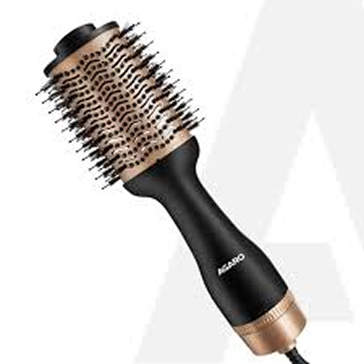 AGARO HV2179 Hot Air Brush for Hair, Blow Dryer Brush, Volumizer & Styler, 360° Airflow Vent, Oval Barrel for Hair Volume, Charcoal Bristles, Ceramic Coating Brushing Head, 1200W, Gold & Black
